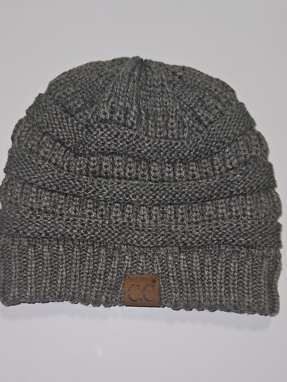 C.C Ribbed Knit Beanie - Charcoal